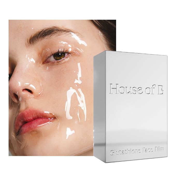House of B Glow Glutathione 2-Step Face Film Set for Wrinkle Reduction & Skin Tone Enhancement, Shine Your Light with 3 Counts Korean Mask