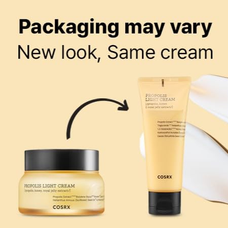 COSRX Full Fit Propolis Light Cream, 2.19 Fl.oz / 65ml, Propolis 64.5%, Hydrating Daily Day and Night Moisturiser, Korean Skin Care, Stocking Stuffers, Holiday Gifts, Gifts For Women