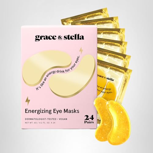 grace & stella Award Winning Under Eye Mask Reduce Dark Circles, Puffy Eyes, Undereye Bags, Wrinkles, Gel Under Eye Patches, Birthday Gifts for Women - Vegan - Thanksgiving Gifts (24 Pairs, Blue)