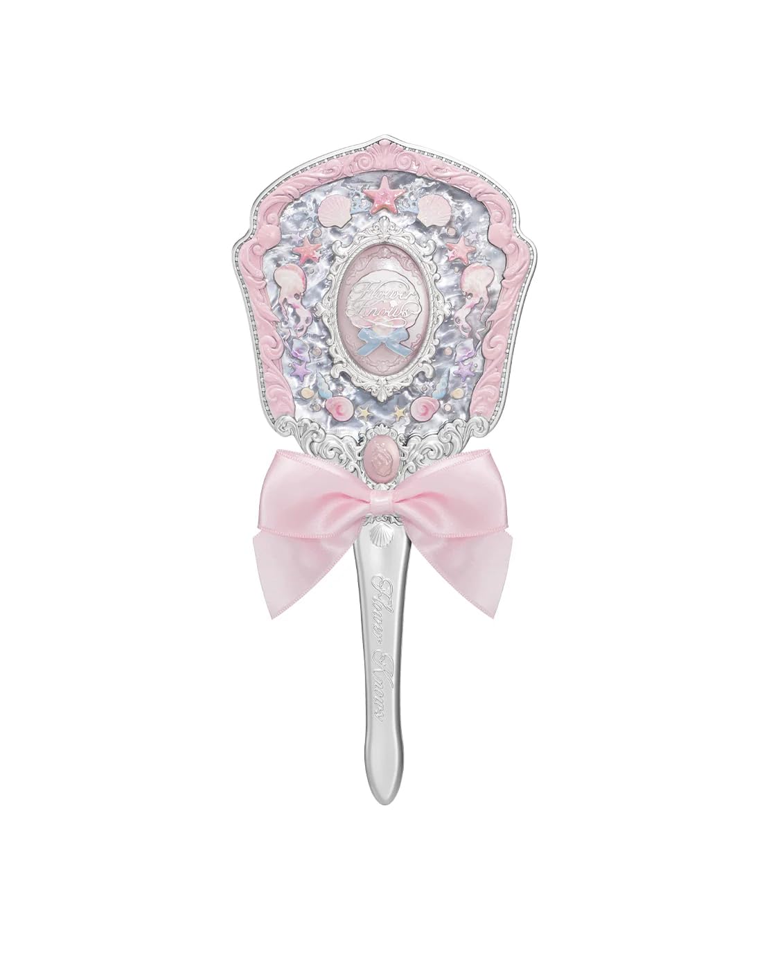 Flower Knows Strawberry Rococo Hand Mirror,Vintage Portable Princess Handheld Mirror,Fancy & Pretty with Long Handle,Gift for Girls(Soft Pink)