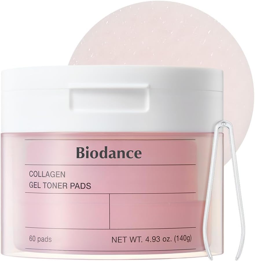 Biodance Collagen Gel Toner Pads, Pore Minimizer for Face, Improving Elasticity, Plumping Toner Pads for Sensitive Skin, Korean Skin Care, Gifts for Womenㅣ4.93 fl.oz.(140g)*60Pads