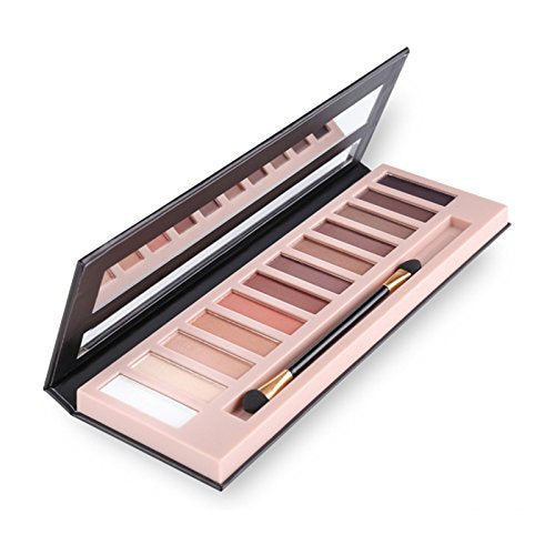 12 Colors Makeup Nude Colors Eyeshadow Palette Natural Nude Matte Shimmer Glitter Pigment Eye Shadow Pallete Set Waterproof Smokey Professional Beauty Makeup Kit (Matte Color A)