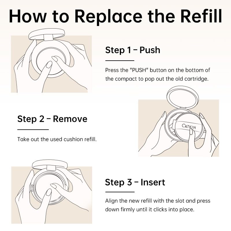 CATKIN Phoenix Cushion Foundation Buildable Coverage Anti-Aging Makeup, Sheer Finish, Refill Included, Natural Beige 0.46 Oz x 2 (Natural Coverage (Light Beige)