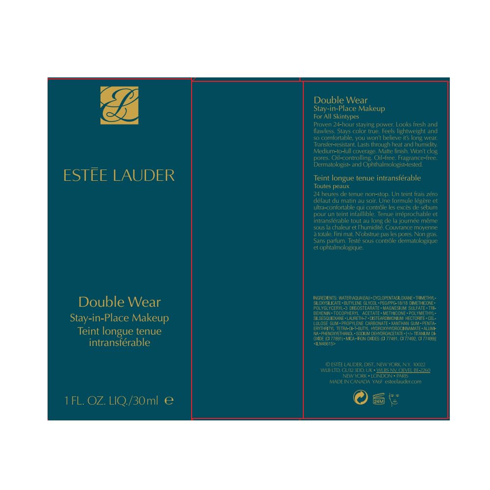 Estée Lauder Double Wear Stay-in-Place 24-Hour Long-Wear Matte Foundation, 30 ml