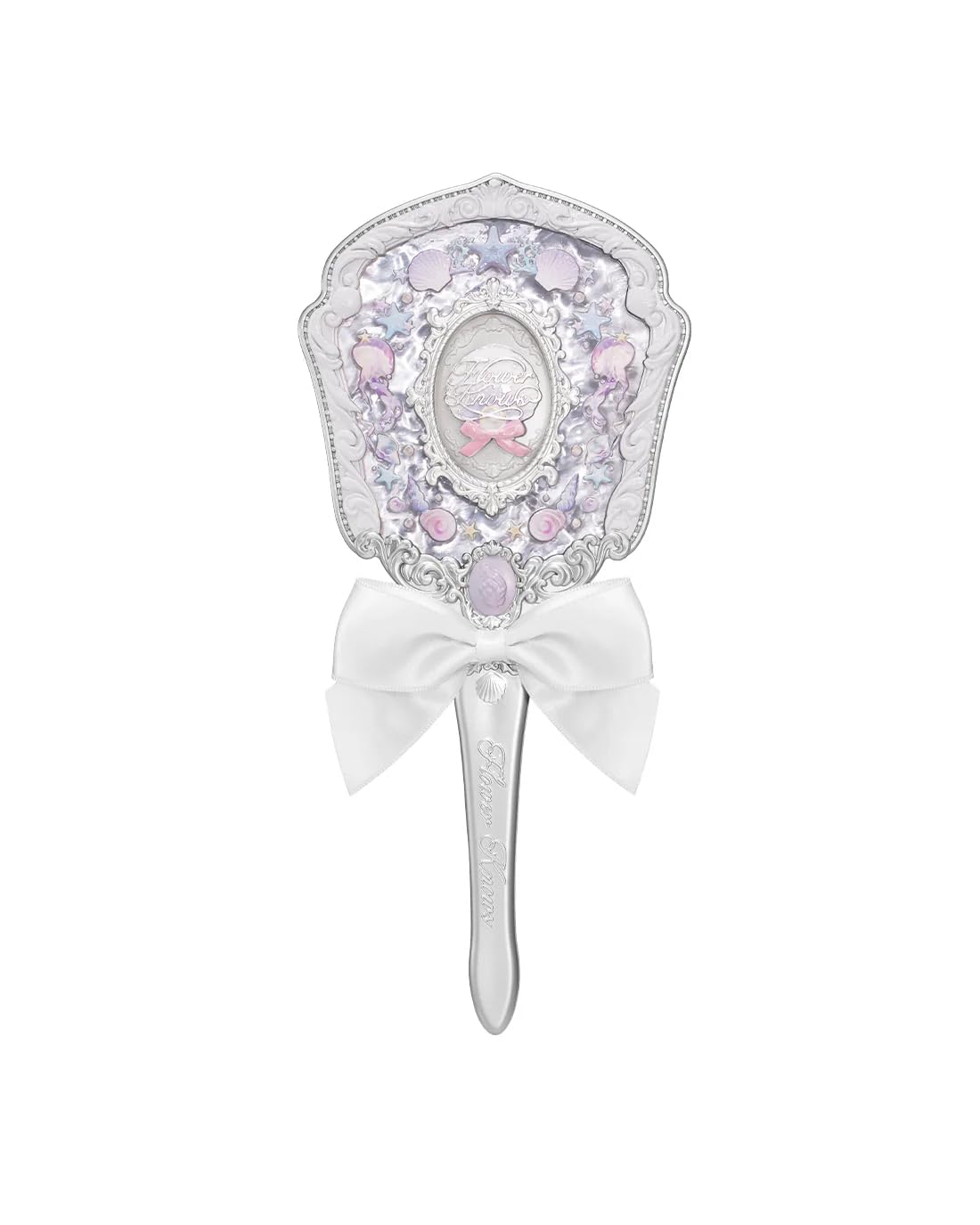 Flower Knows Strawberry Rococo Hand Mirror,Vintage Portable Princess Handheld Mirror,Fancy & Pretty with Long Handle,Gift for Girls(Soft Pink)