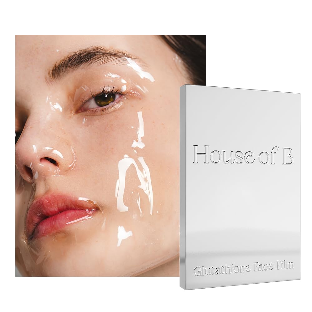 House of B Glow Glutathione 2-Step Face Film Set for Wrinkle Reduction & Skin Tone Enhancement, Shine Your Light with 3 Counts Korean Mask