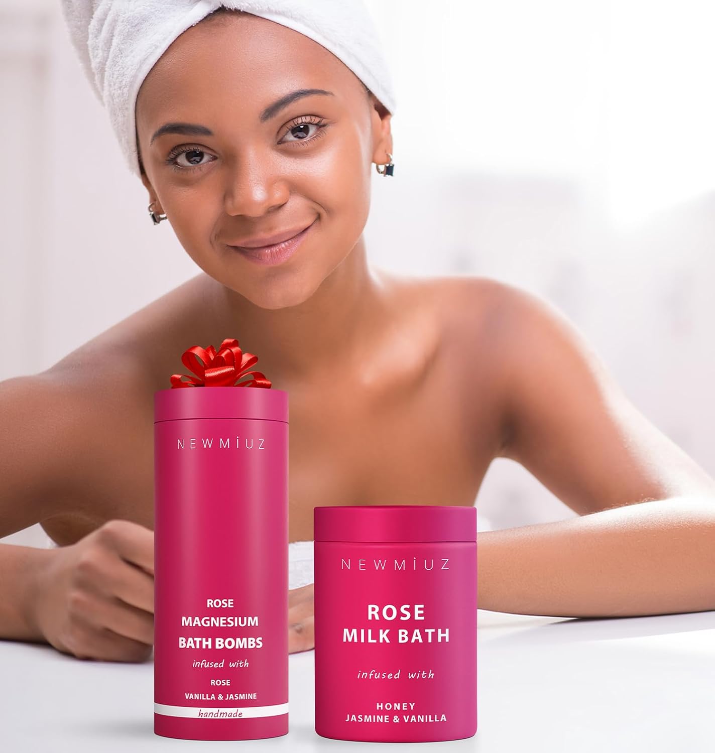 Magnesium Rose Vanilla Bath Bomb Mega Foaming Bubbles Infused with Vanilla Jasmine Luxurious Spa Bath Essentials Nourishing Dry Skin Stress Relief Bath Gift