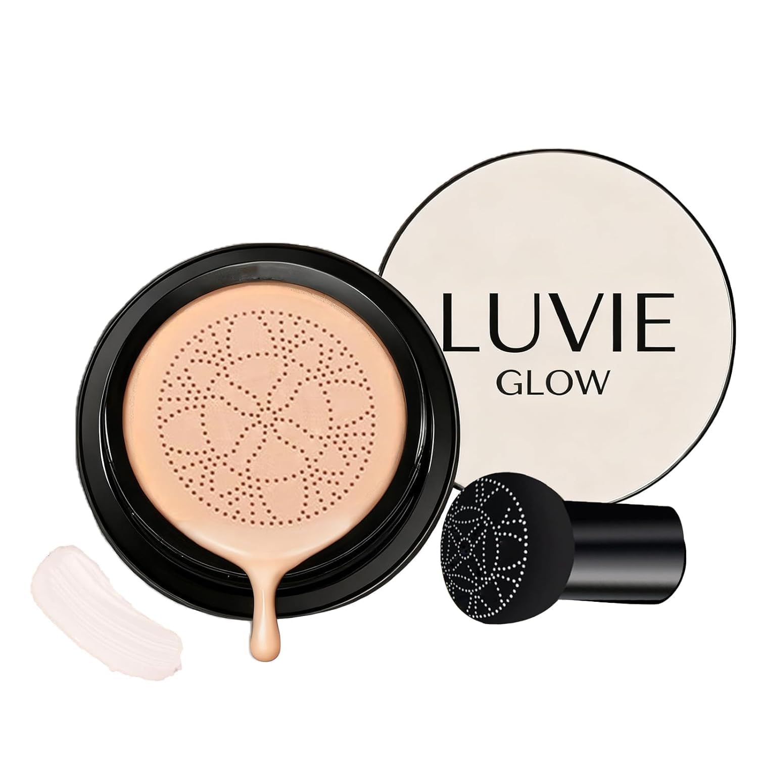 Luvie Glow Foundation Cushion, 2026 Upgrade Mushroom Head Air Cushion CC Cream, Moisturizing Concealer Brighten Long-Lasting for All Skin Types (Ivory)