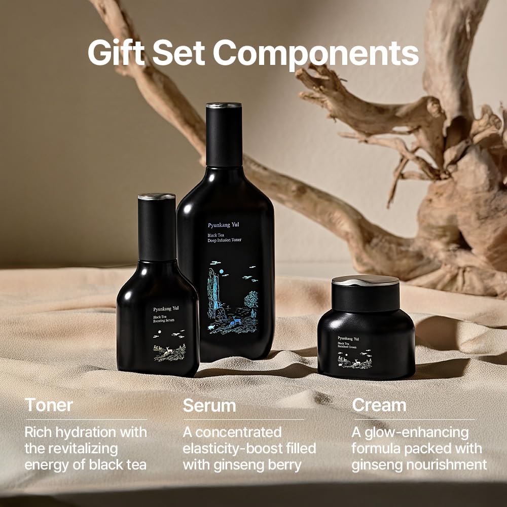 Pyunkang Yul Calming Line Gift Box Set-Korean Facial Skin Care Essential for Daily Moisturizing with Toner, Serum, Cream, Vegan & Cruelty Free