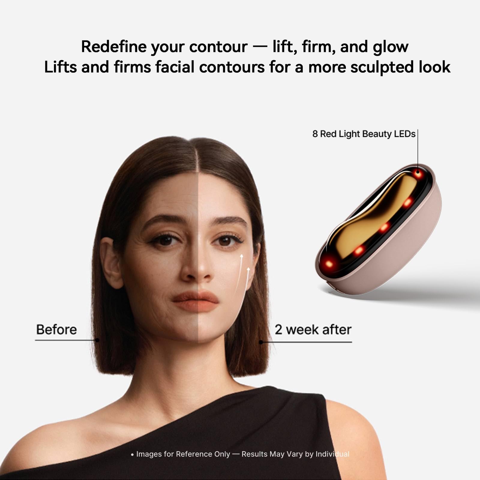 LED Red Light Therapy for Face & Neck Massager Facial Care Device – Electric Gua Sha Brass Tool with Heat & Vibration for Firming, Sculpting & Skincare, Red