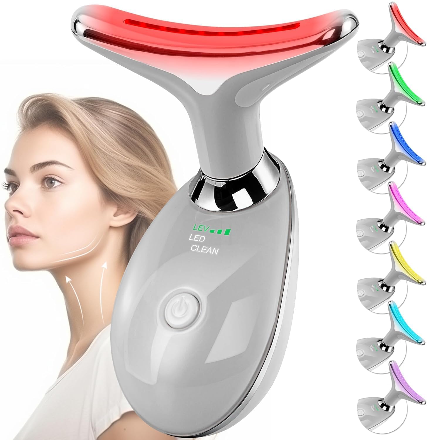 Facial Massager Face and Neck, Face 𝖲 culpting Wand Tool with 7 Color - Birthday, Christmas, Mothers Day, Valentines Day Gifts for Her Women Mom Best Friend Wife Teacher (White)