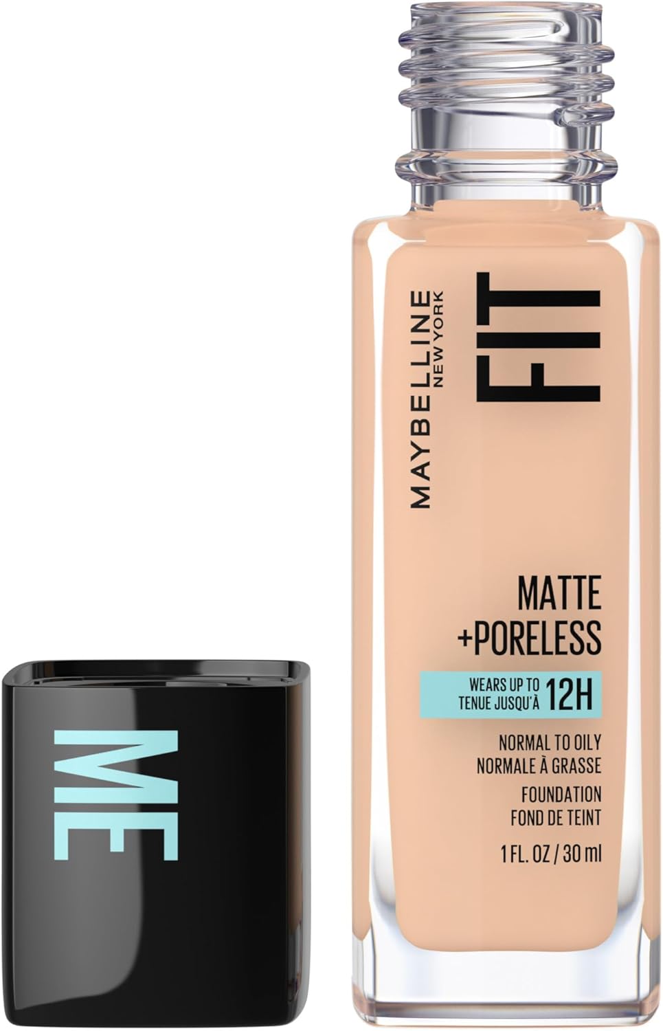 Maybelline New York Fit Me Matte + Poreless Foundation Makeup, Ultra-Lightweight Formula Controls Shine, for Normal to Oily Skin, Nude Beige, 125, 30 ml