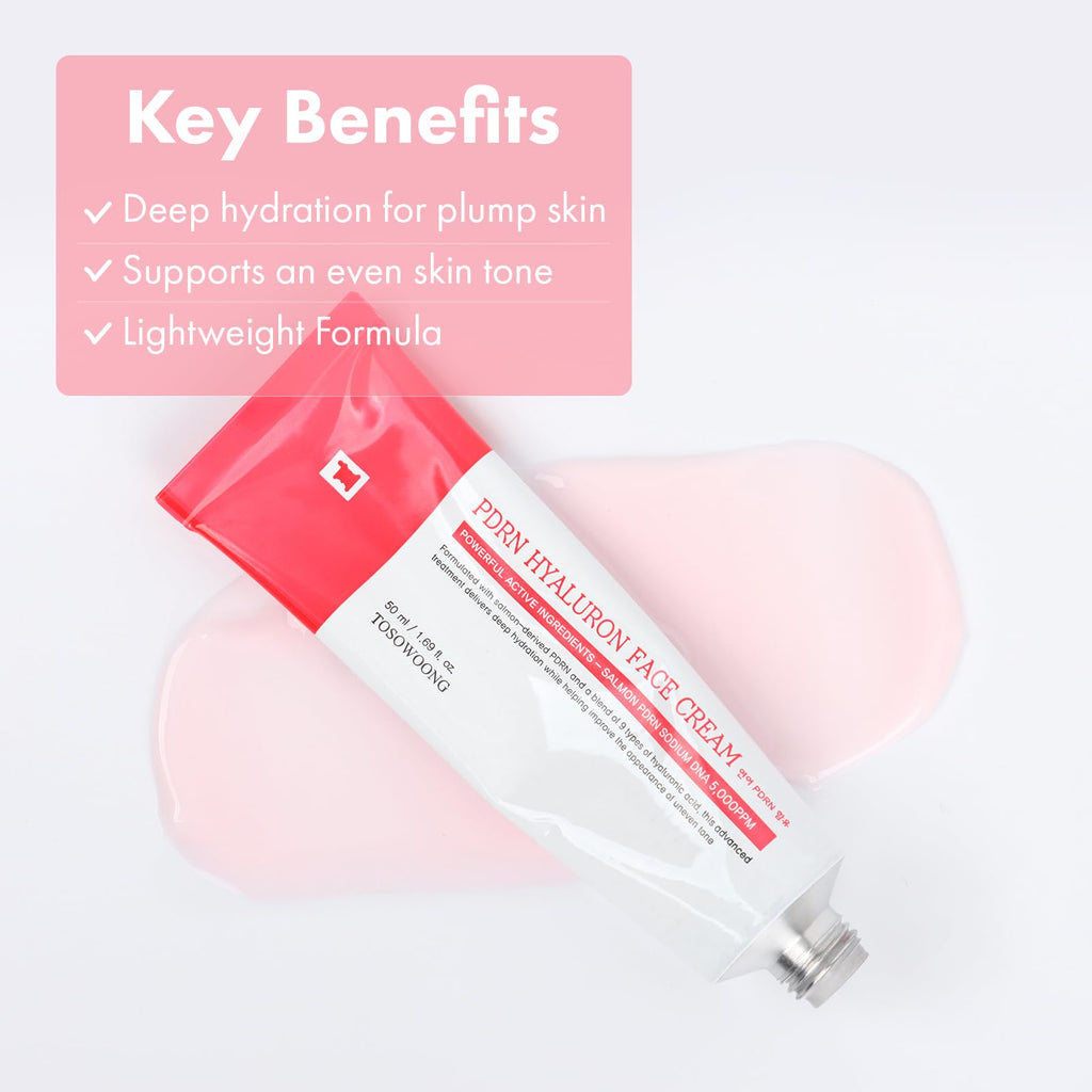 TOSOWOONG PDRN Collagen Jelly Cream, 5,000ppm Salmon DNA PDRN, Niacinamide, Hydrolyzed Collagen, Glow, Hydrating, Firming, Uneven Skin Tone, No artificial color, Korean Skin Care, 50ml, 1.69 fl.oz.