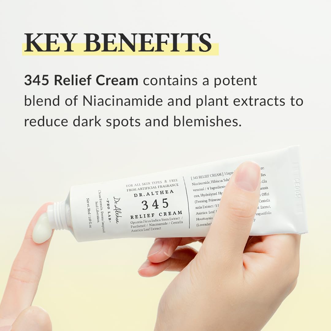 Dr.Althea 345 Relief Cream | Moisturizer for Soothing Recovery and Blemish Care with PDRN & Niacinamide | Korean Vegan Skin Care for All Skin Types, 1.69 Fl Oz (Ver.2 - Pack of 1)