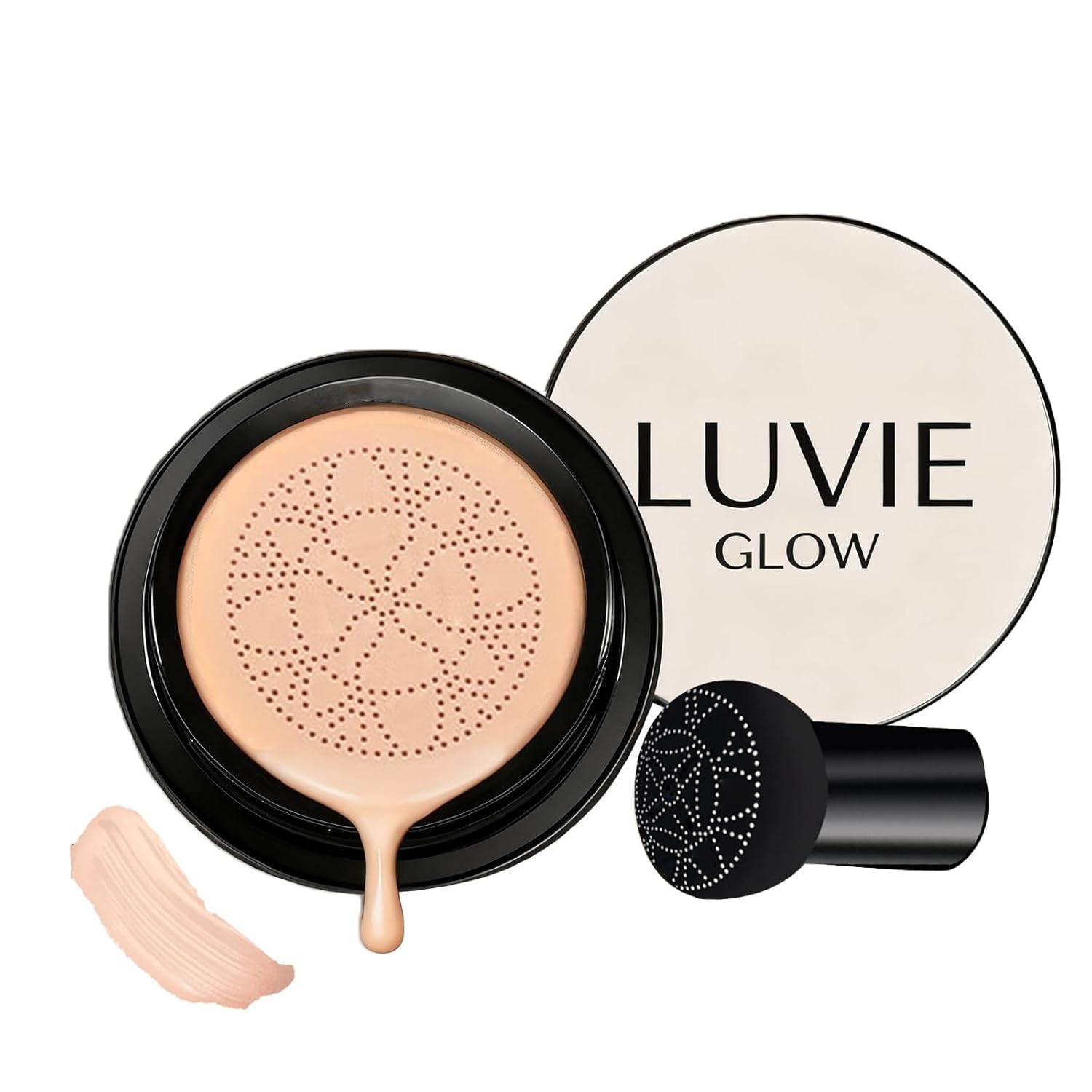 Luvie Glow Foundation Cushion, 2026 Upgrade Mushroom Head Air Cushion CC Cream, Moisturizing Concealer Brighten Long-Lasting for All Skin Types (Ivory)