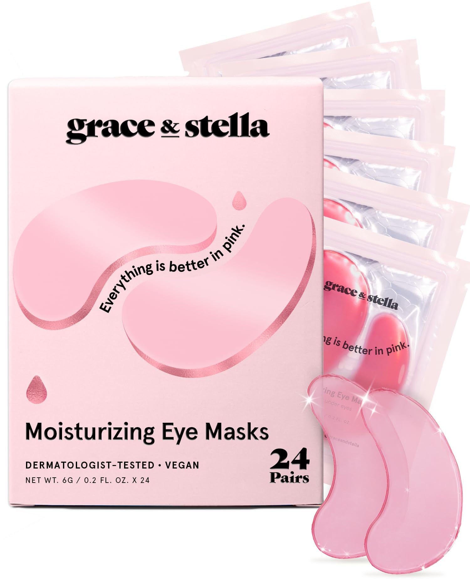 grace & stella Award Winning Under Eye Mask Reduce Dark Circles, Puffy Eyes, Undereye Bags, Wrinkles, Gel Under Eye Patches, Birthday Gifts for Women - Vegan - Thanksgiving Gifts (24 Pairs, Blue)