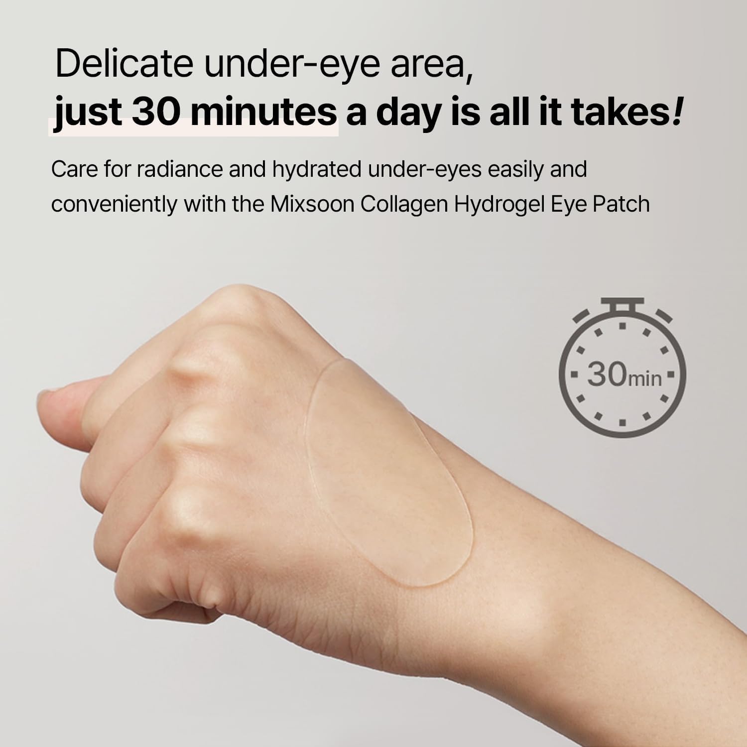 mixsoon Collagen Hydrogel Eye Patches Hydrating Gel Eye Mask with Collagen, Peptides and Amino Acids for Smooth Under Eye Skin Care 84 g / 2.84 fl.oz. (30 pairs) Korean Glass Skin Care