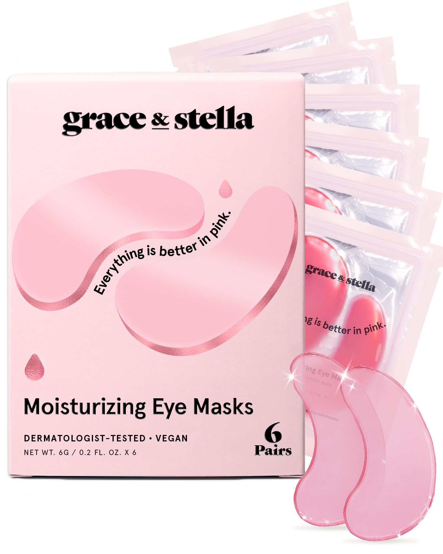 grace & stella Award Winning Under Eye Mask Reduce Dark Circles, Puffy Eyes, Undereye Bags, Wrinkles, Gel Under Eye Patches, Birthday Gifts for Women - Vegan - Thanksgiving Gifts (24 Pairs, Blue)