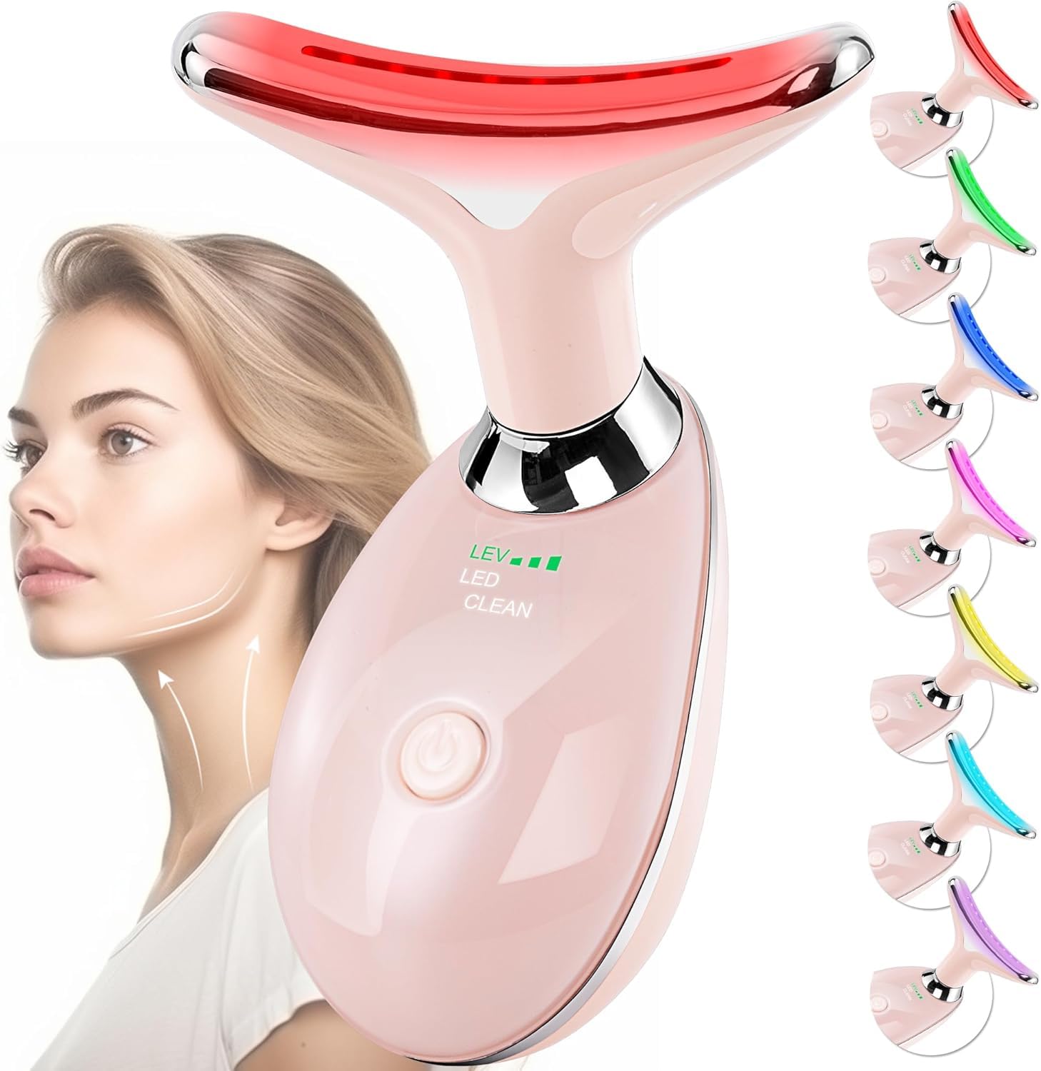 Facial Massager Face and Neck, Face 𝖲 culpting Wand Tool with 7 Color - Birthday, Christmas, Mothers Day, Valentines Day Gifts for Her Women Mom Best Friend Wife Teacher (White)