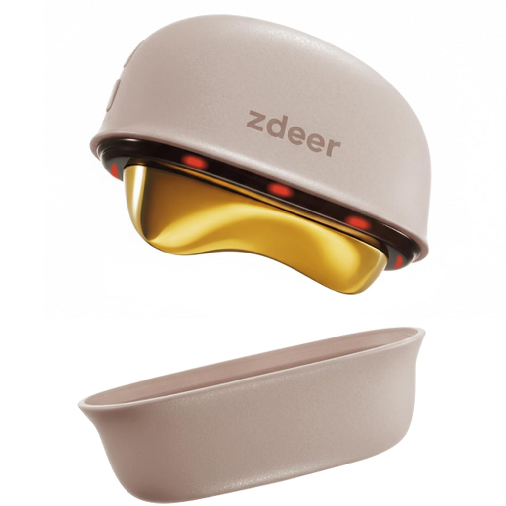 LED Red Light Therapy for Face & Neck Massager Facial Care Device – Electric Gua Sha Brass Tool with Heat & Vibration for Firming, Sculpting & Skincare, Red