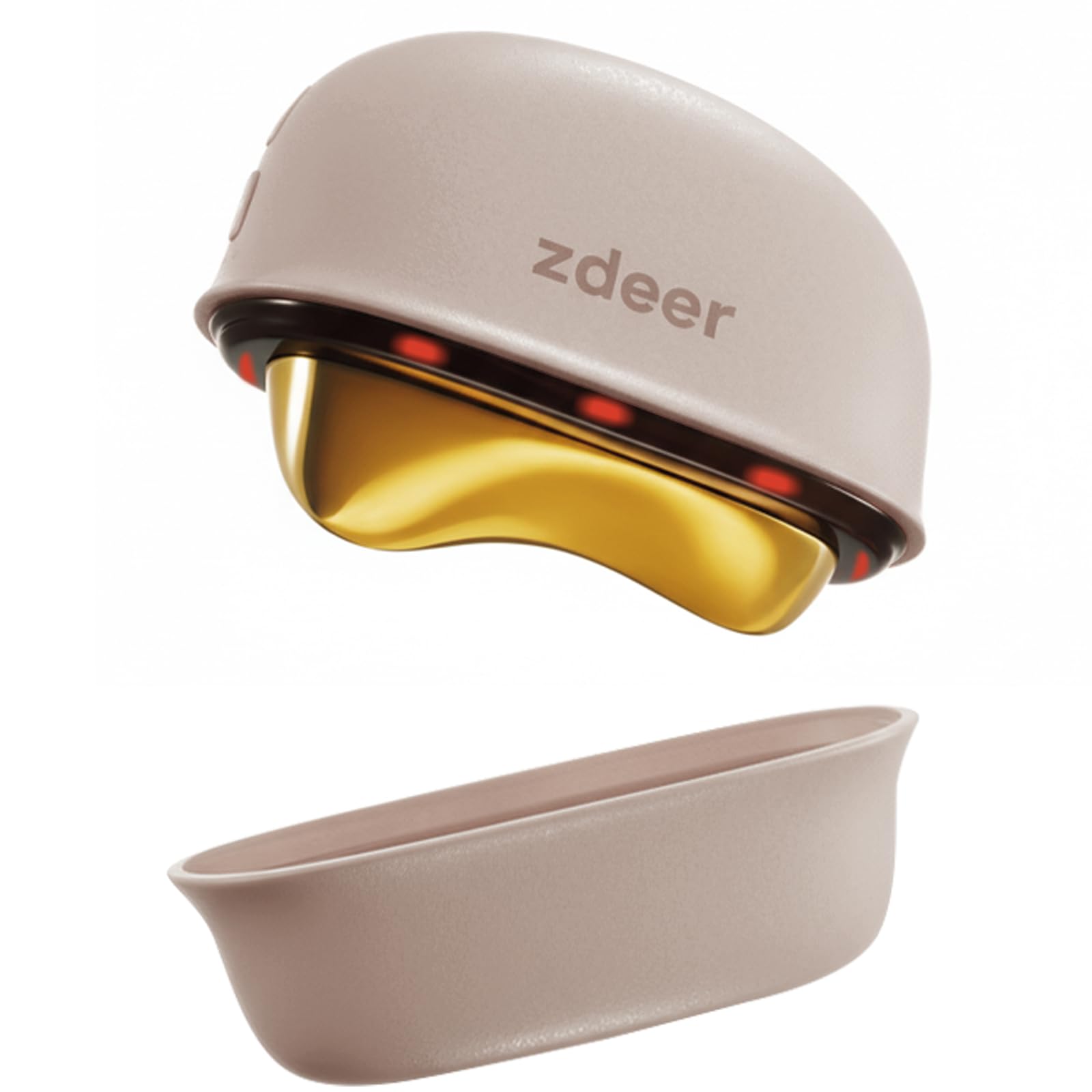 LED Red Light Therapy for Face & Neck Massager Facial Care Device – Electric Gua Sha Brass Tool with Heat & Vibration for Firming, Sculpting & Skincare, Red