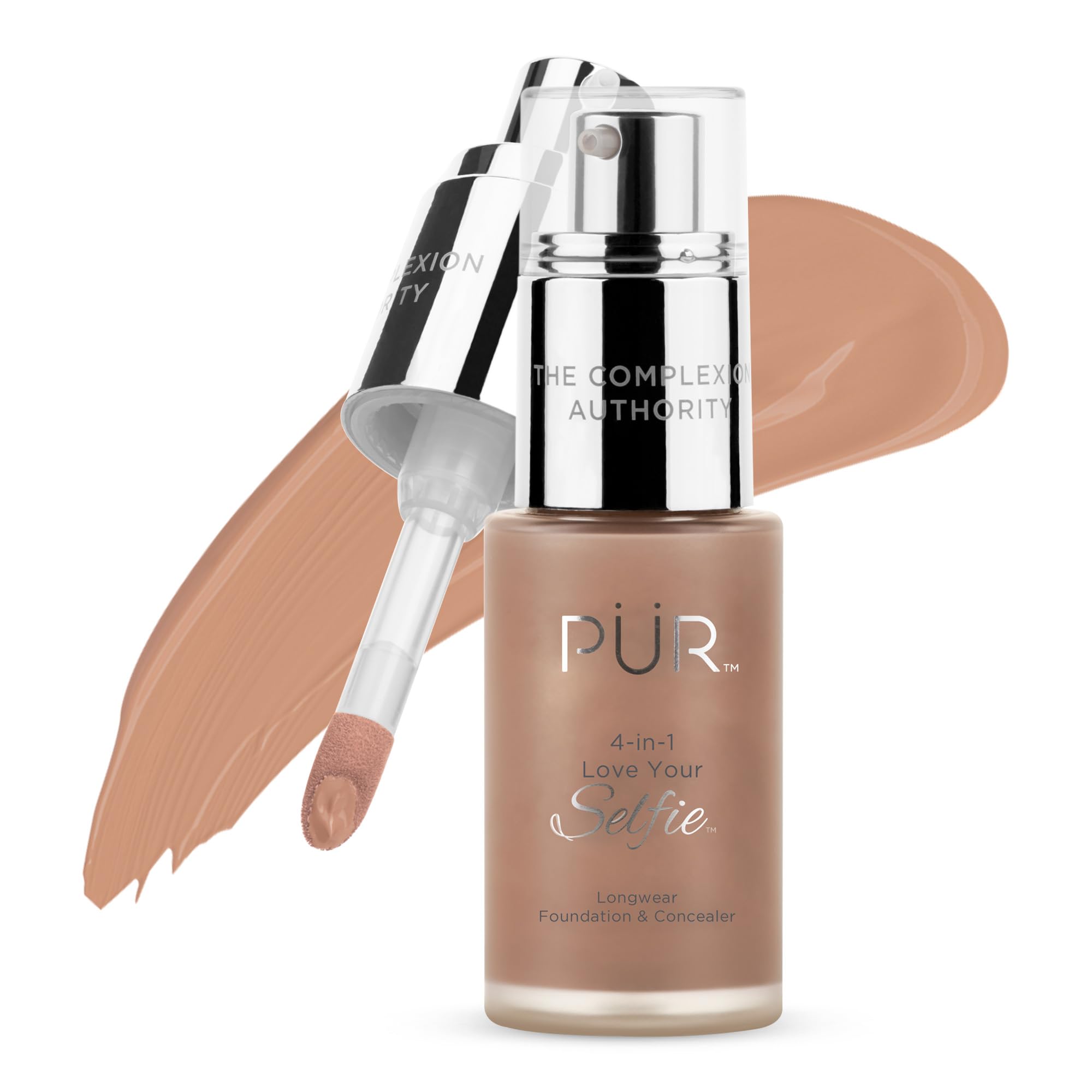 PÜR MINERALS 4-in-1 Love Your Selfie Longwear Foundation & Concealer Full Coverage Liquid Foundation, Hydrating Formula, Cruelty Free