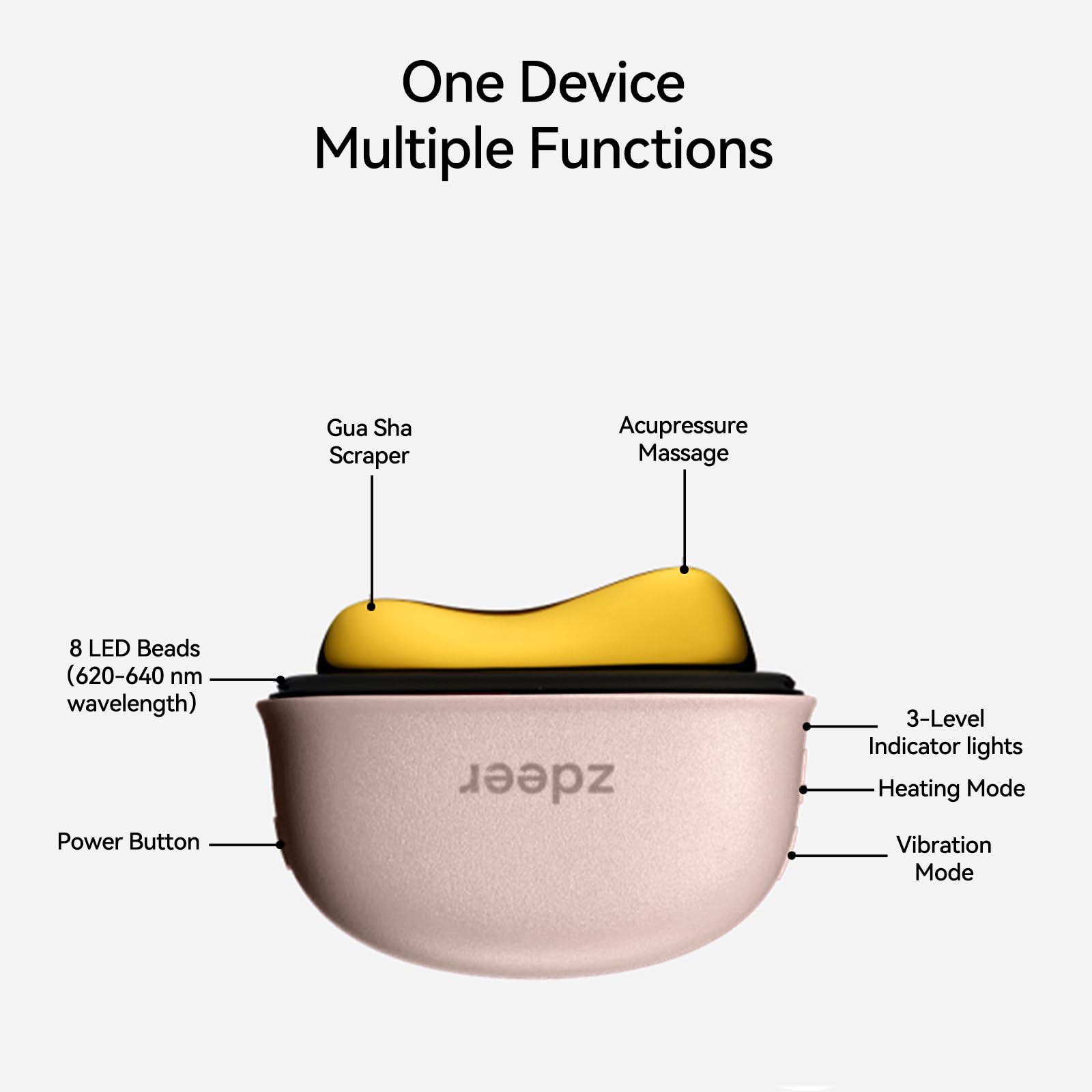 LED Red Light Therapy for Face & Neck Massager Facial Care Device – Electric Gua Sha Brass Tool with Heat & Vibration for Firming, Sculpting & Skincare, Red