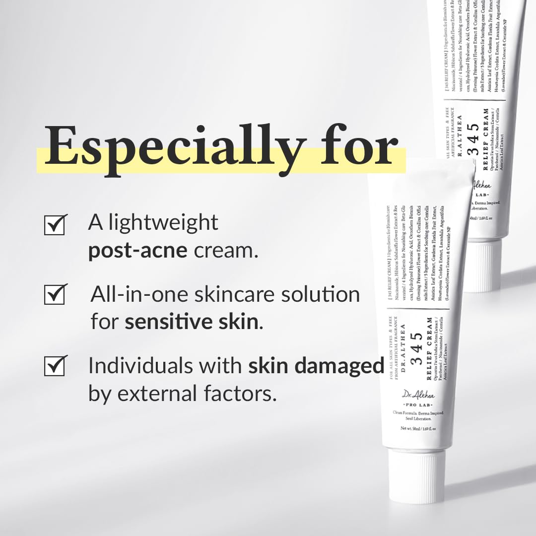 Dr.Althea 345 Relief Cream | Moisturizer for Soothing Recovery and Blemish Care with PDRN & Niacinamide | Korean Vegan Skin Care for All Skin Types, 1.69 Fl Oz (Ver.2 - Pack of 1)