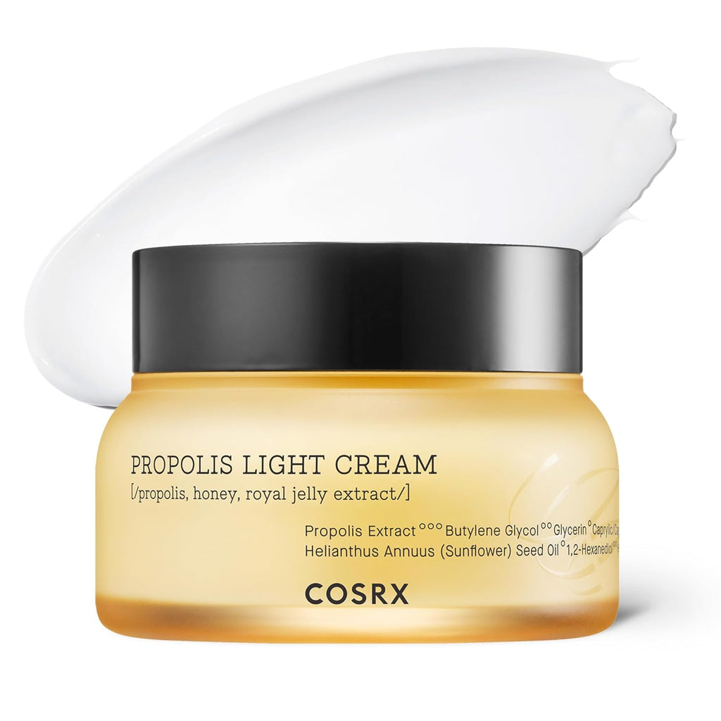 COSRX Full Fit Propolis Light Cream, 2.19 Fl.oz / 65ml, Propolis 64.5%, Hydrating Daily Day and Night Moisturiser, Korean Skin Care, Stocking Stuffers, Holiday Gifts, Gifts For Women