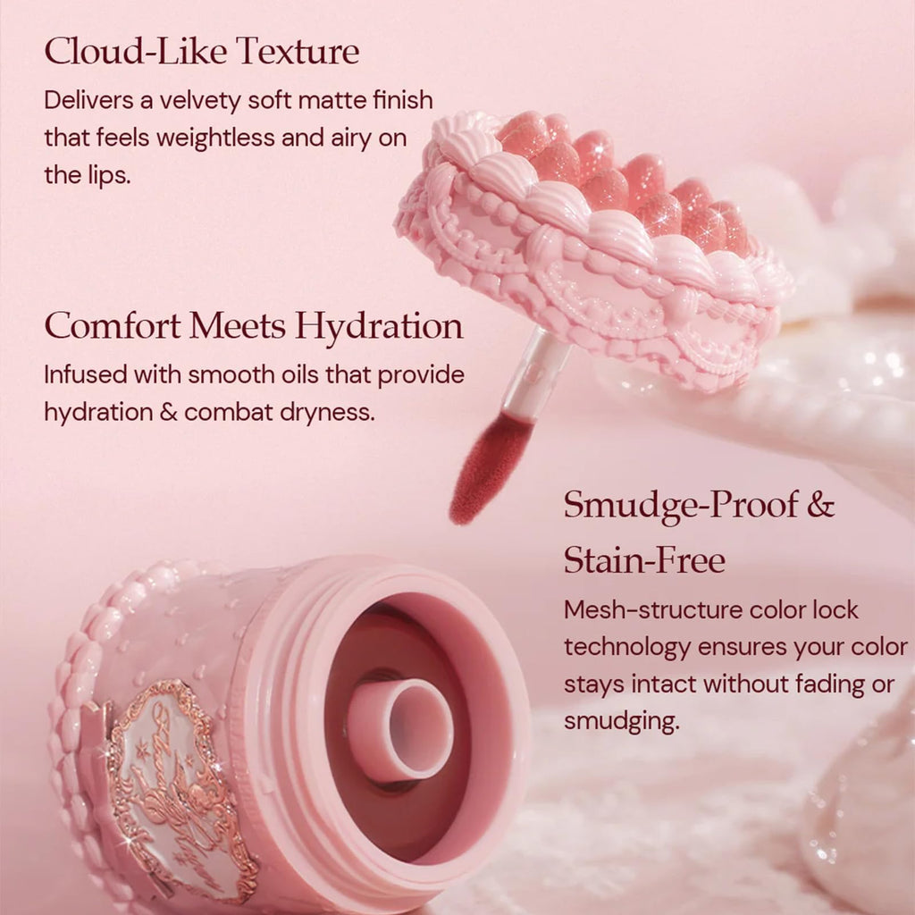 Flower Knows Strawberry Cupid Cake Lip Cream,Velvety-Smooth Matte Liquid