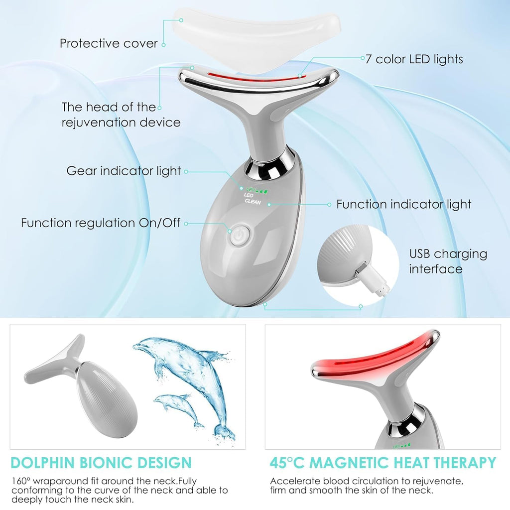 Facial Massager Face and Neck, Face 𝖲 culpting Wand Tool with 7 Color - Birthday, Christmas, Mothers Day, Valentines Day Gifts for Her Women Mom Best Friend Wife Teacher (White)