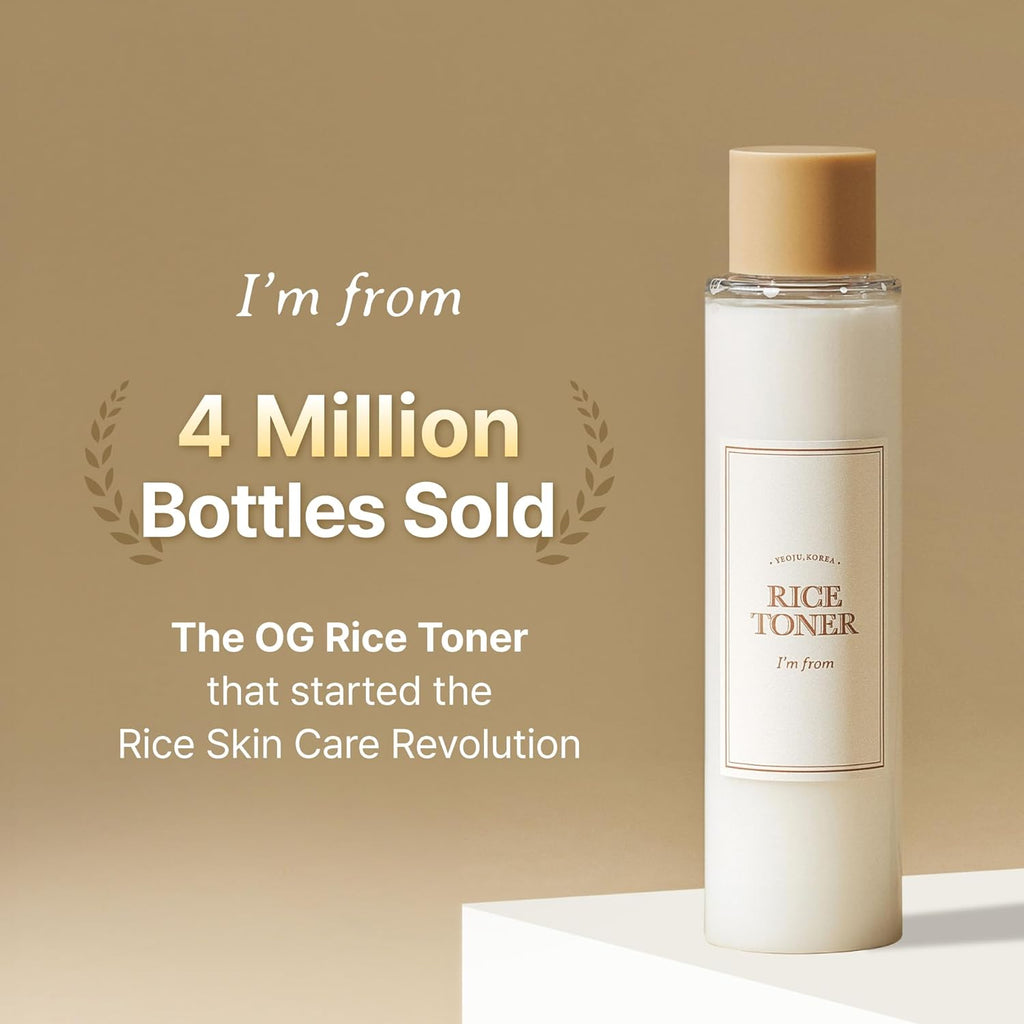 I'm from Rice Toner, for Glowing Skin, Korean Rice Glow Essence with Niacinamide, Hydrating for Dry, Dull, Combination skin