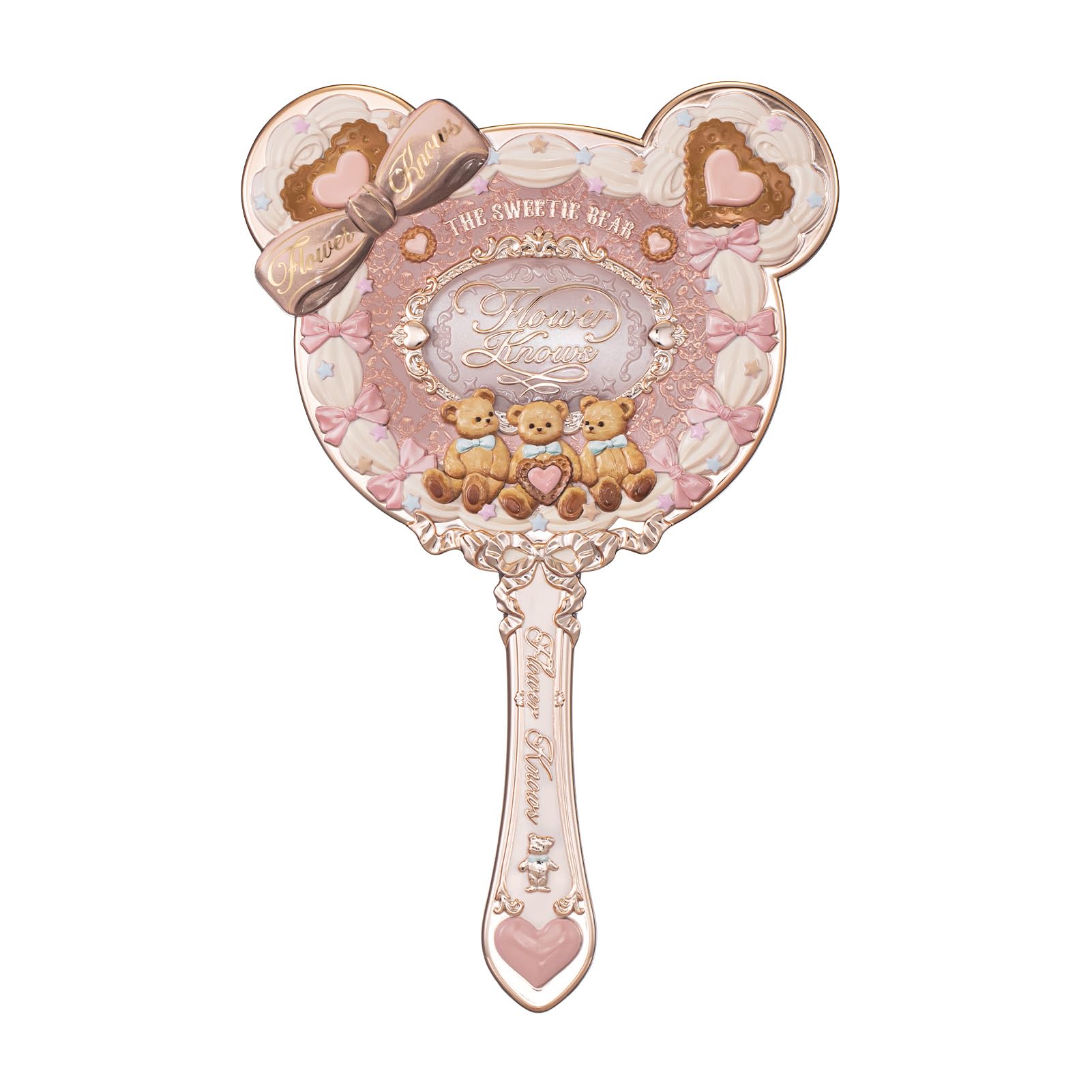 Flower Knows Strawberry Rococo Hand Mirror,Vintage Portable Princess Handheld Mirror,Fancy & Pretty with Long Handle,Gift for Girls(Soft Pink)