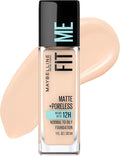Maybelline New York Fit Me Matte + Poreless Foundation Makeup, Ultra-Lightweight Formula Controls Shine, for Normal to Oily Skin, Natural Ivory, 112, 30 ml