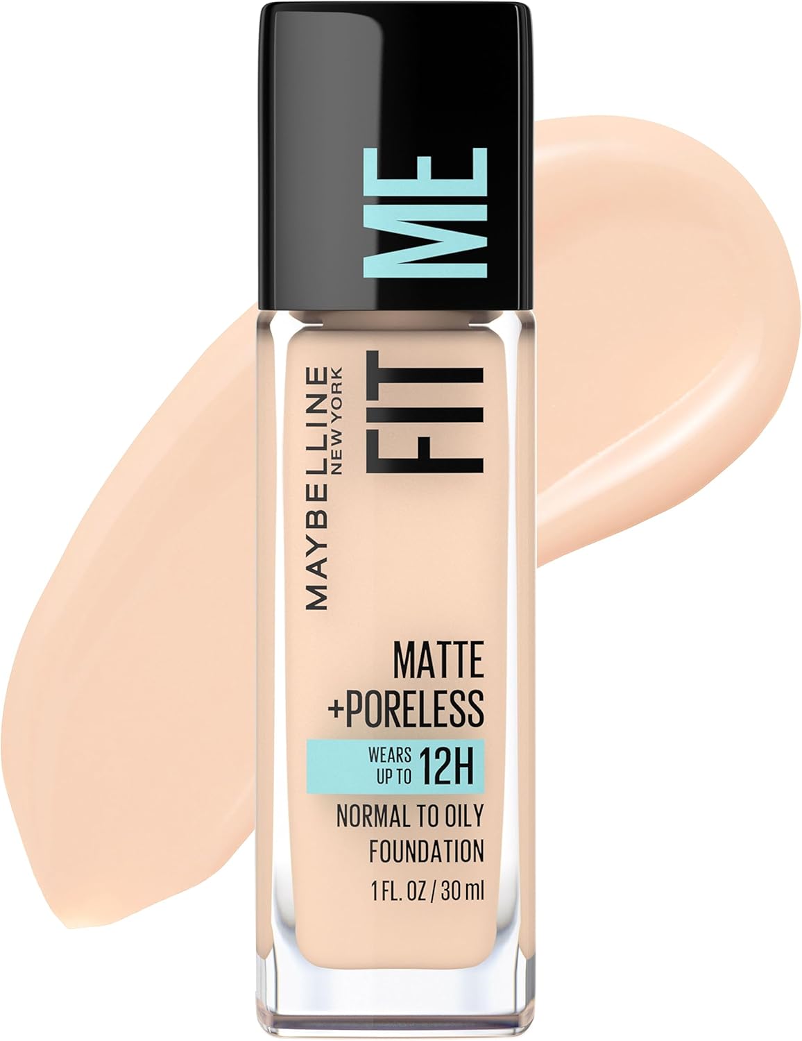 Maybelline New York Fit Me Matte + Poreless Foundation Makeup, Ultra-Lightweight Formula Controls Shine, for Normal to Oily Skin, Natural Ivory, 112, 30 ml