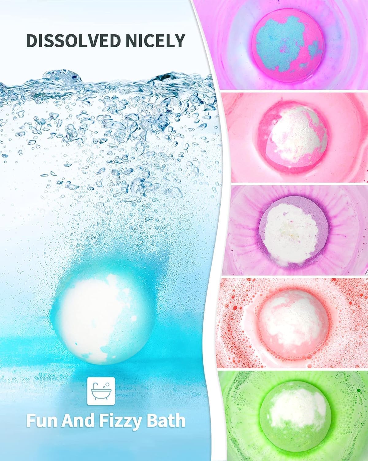 Light Up Bath Bombs with Surprise Inside,Natural Bath Bombs Gift Set 6 with Essential Oils,Magnesium Bath Bombs for Women Relaxing Spa Bath Skin Moisturize Gifts for Women