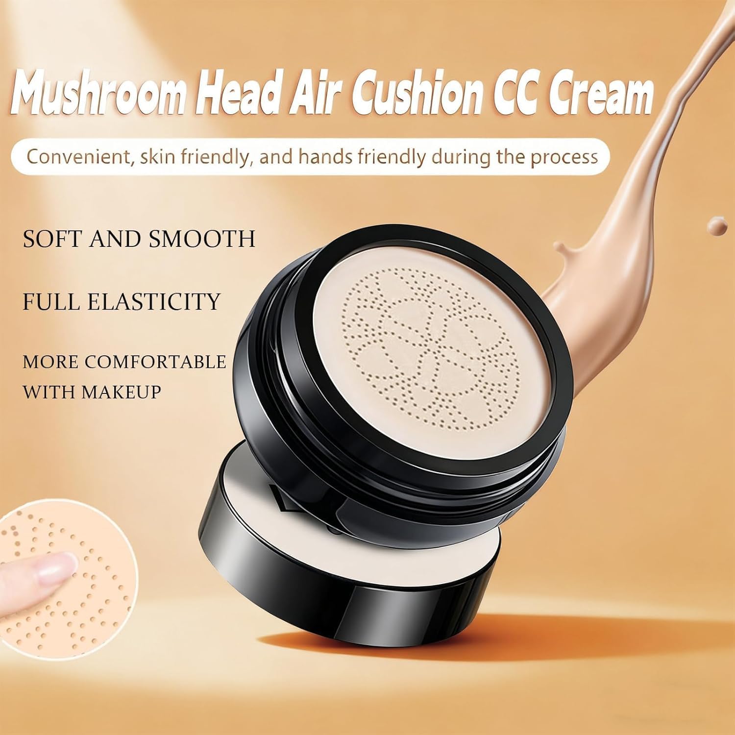 Luvie Glow Foundation Cushion, 2026 Upgrade Mushroom Head Air Cushion CC Cream, Moisturizing Concealer Brighten Long-Lasting for All Skin Types (Ivory)