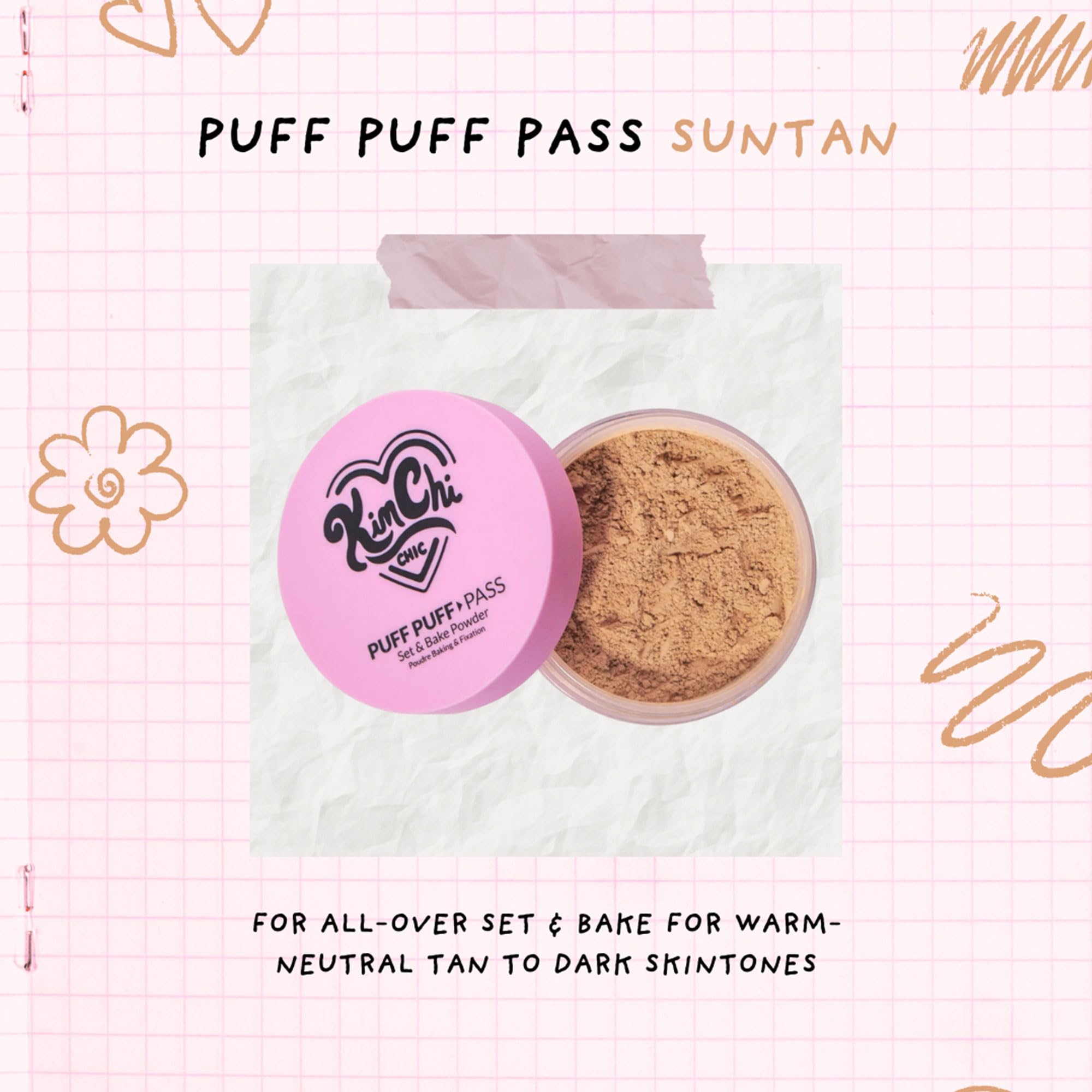 Kimchi Chic Beauty Puff Puff Pass Set and Bake Setting Powder for Makeup, Extra Fluffy Loose Face Powder Poof, Soft Natural Face Makeup for Uneven Skin Tone, 03 Translucent