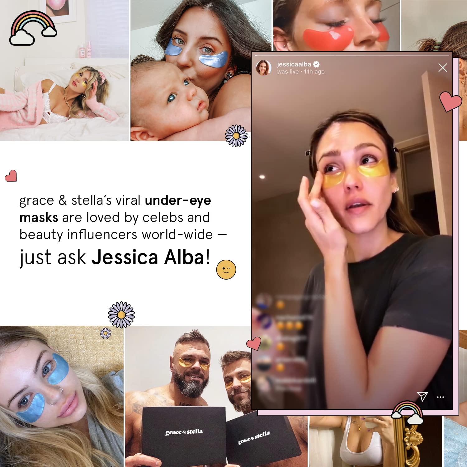 grace & stella Award Winning Under Eye Mask Reduce Dark Circles, Puffy Eyes, Undereye Bags, Wrinkles, Gel Under Eye Patches, Birthday Gifts for Women - Vegan - Thanksgiving Gifts (24 Pairs, Blue)