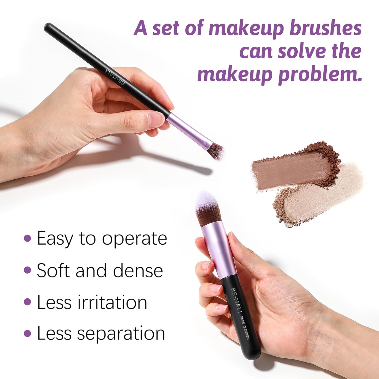 BS-MALL Makeup Brushes Premium Synthetic Foundation Powder Concealers Eye Shadows 14 Pcs Purple for Makeup Beginner or Professional with Travel Case