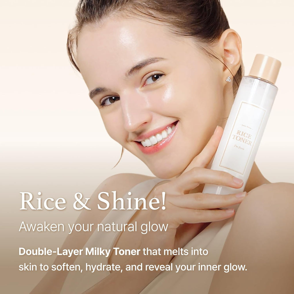 I'm from Rice Toner, for Glowing Skin, Korean Rice Glow Essence with Niacinamide, Hydrating for Dry, Dull, Combination skin