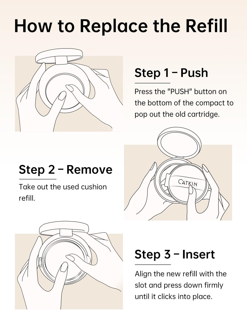 CATKIN Phoenix Cushion Foundation Buildable Coverage Anti-Aging Makeup, Sheer Finish, Refill Included, Natural Beige 0.46 Oz x 2 (Natural Coverage (Light Beige)