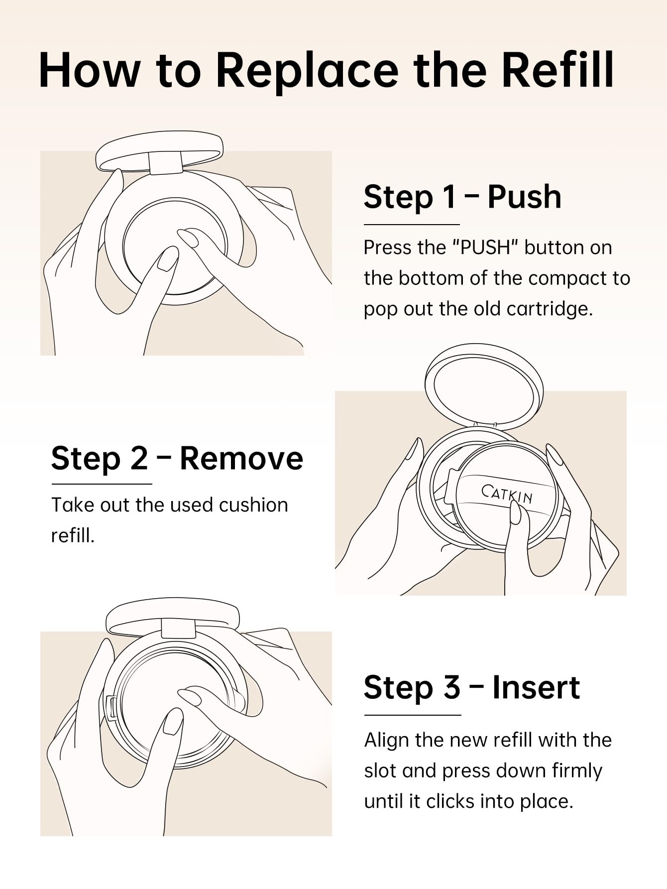 CATKIN Phoenix Cushion Foundation Buildable Coverage Anti-Aging Makeup, Sheer Finish, Refill Included, Natural Beige 0.46 Oz x 2 (Natural Coverage (Light Beige)