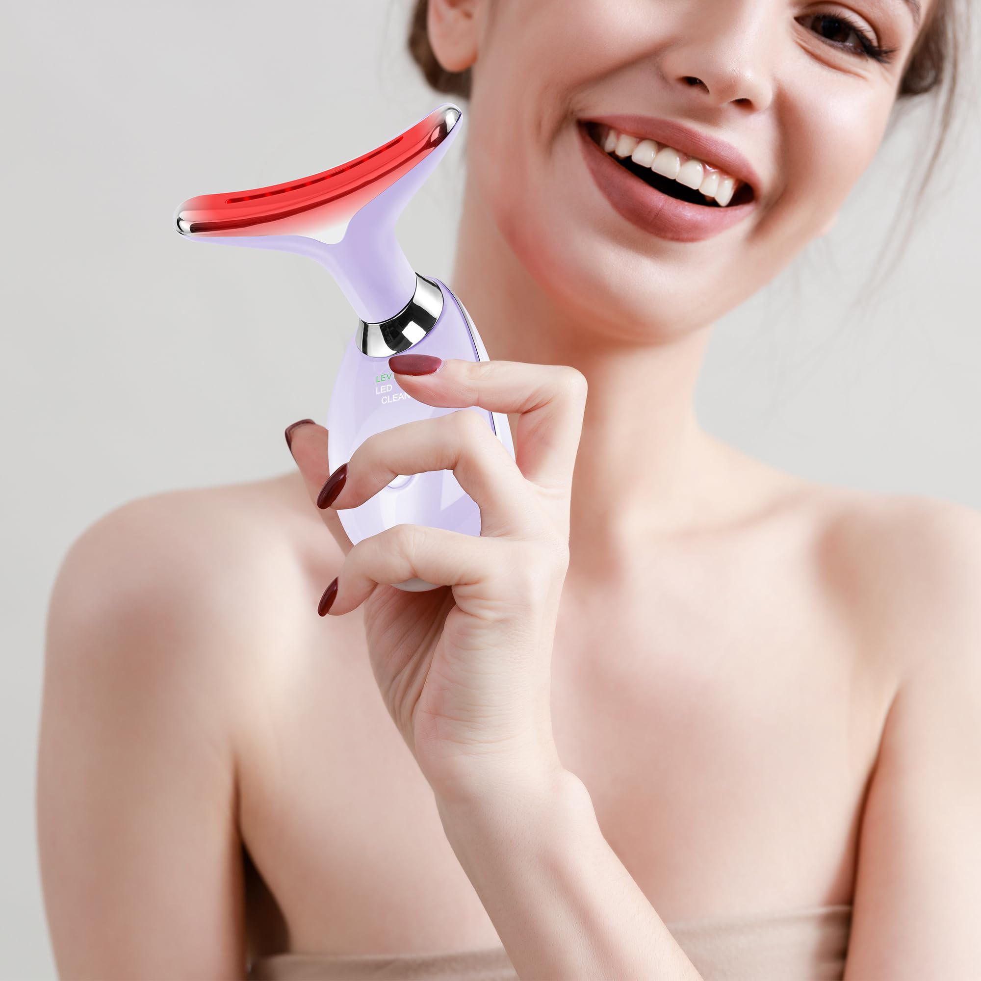 Facial Massager Face and Neck, Face 𝖲 culpting Wand Tool with 7 Color - Birthday, Christmas, Mothers Day, Valentines Day Gifts for Her Women Mom Best Friend Wife Teacher (White)