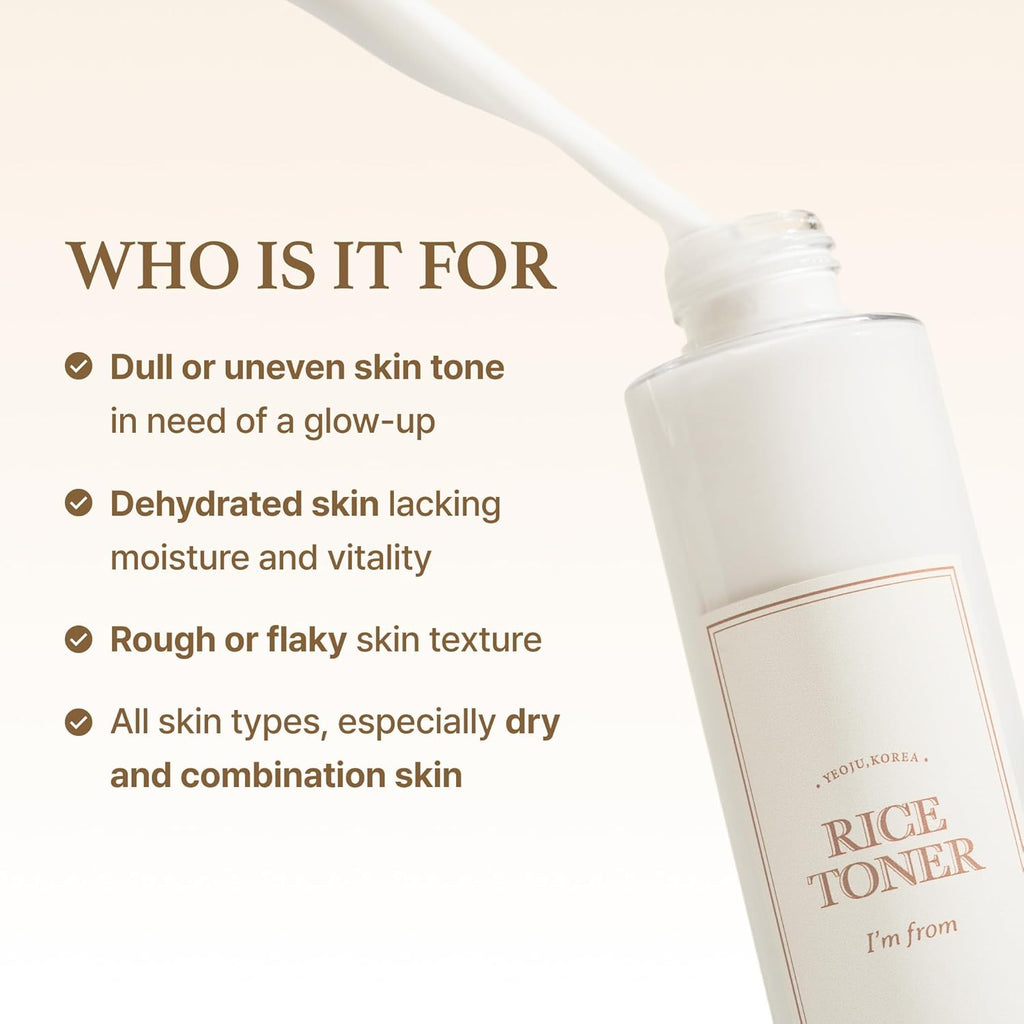 I'm from Rice Toner, for Glowing Skin, Korean Rice Glow Essence with Niacinamide, Hydrating for Dry, Dull, Combination skin