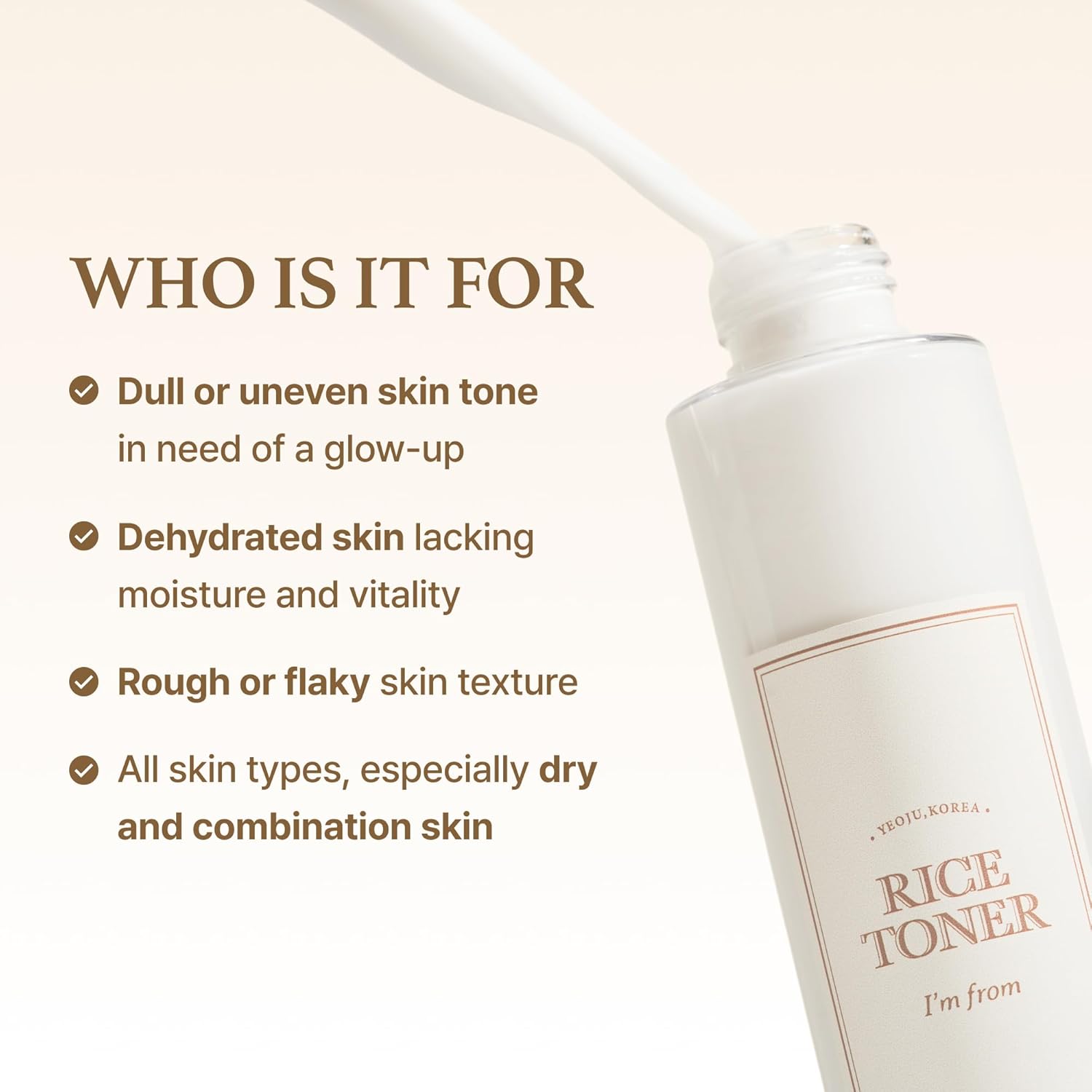 I'm from Rice Toner, for Glowing Skin, Korean Rice Glow Essence with Niacinamide, Hydrating for Dry, Dull, Combination skin