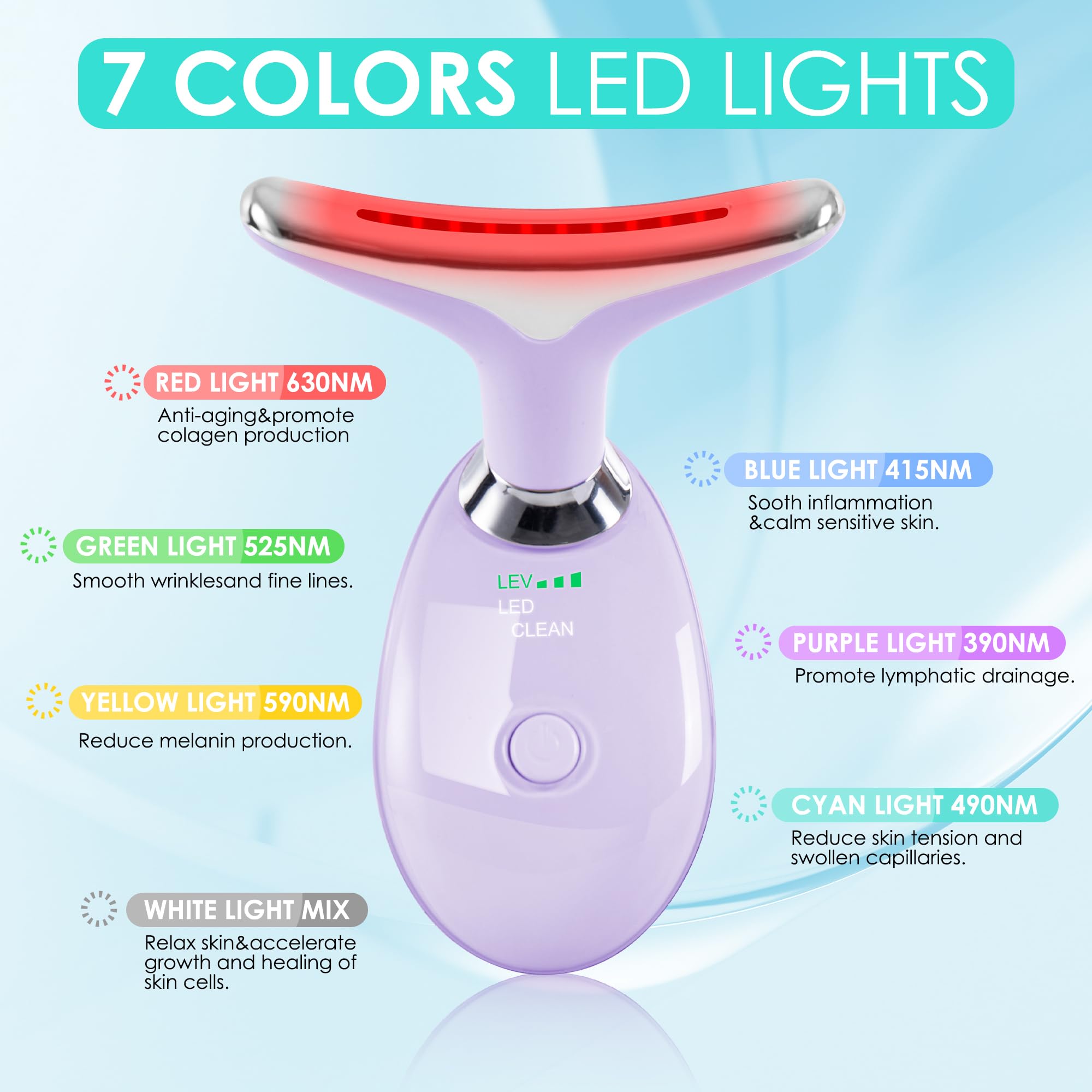 Facial Massager Face and Neck, Face 𝖲 culpting Wand Tool with 7 Color - Birthday, Christmas, Mothers Day, Valentines Day Gifts for Her Women Mom Best Friend Wife Teacher (White)