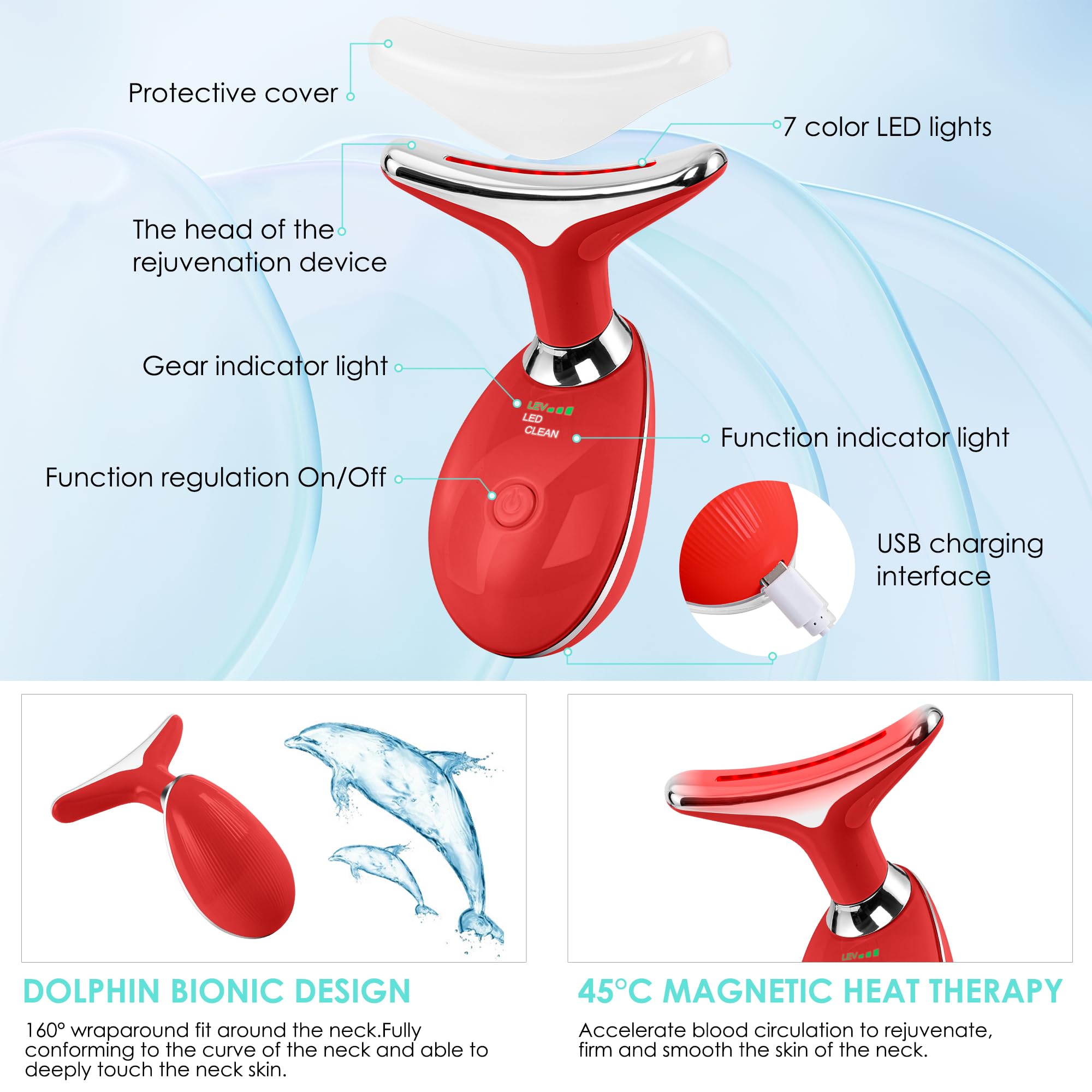 Facial Massager Face and Neck, Face 𝖲 culpting Wand Tool with 7 Color - Birthday, Christmas, Mothers Day, Valentines Day Gifts for Her Women Mom Best Friend Wife Teacher (White)