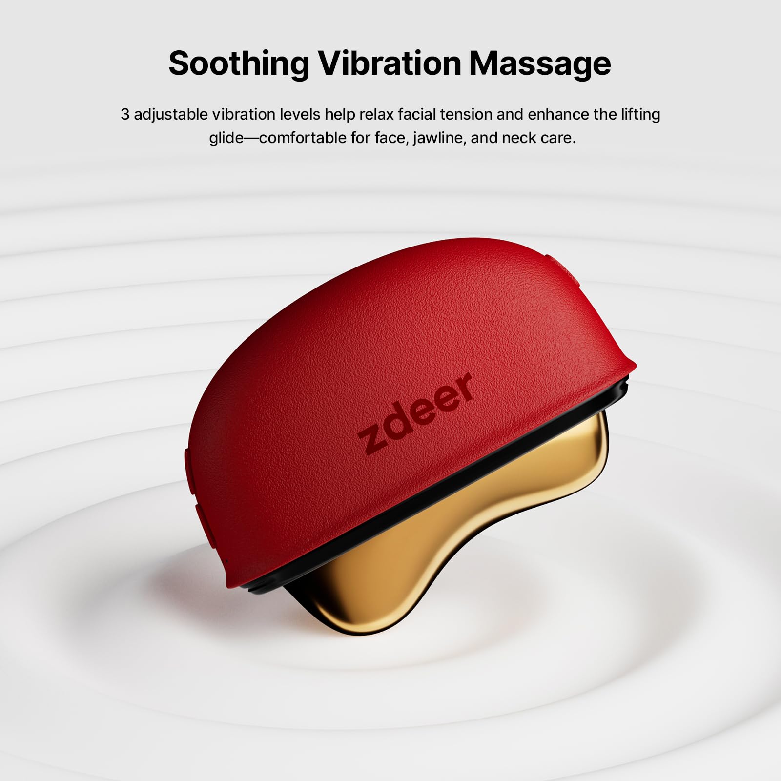 LED Red Light Therapy for Face & Neck Massager Facial Care Device – Electric Gua Sha Brass Tool with Heat & Vibration for Firming, Sculpting & Skincare, Red