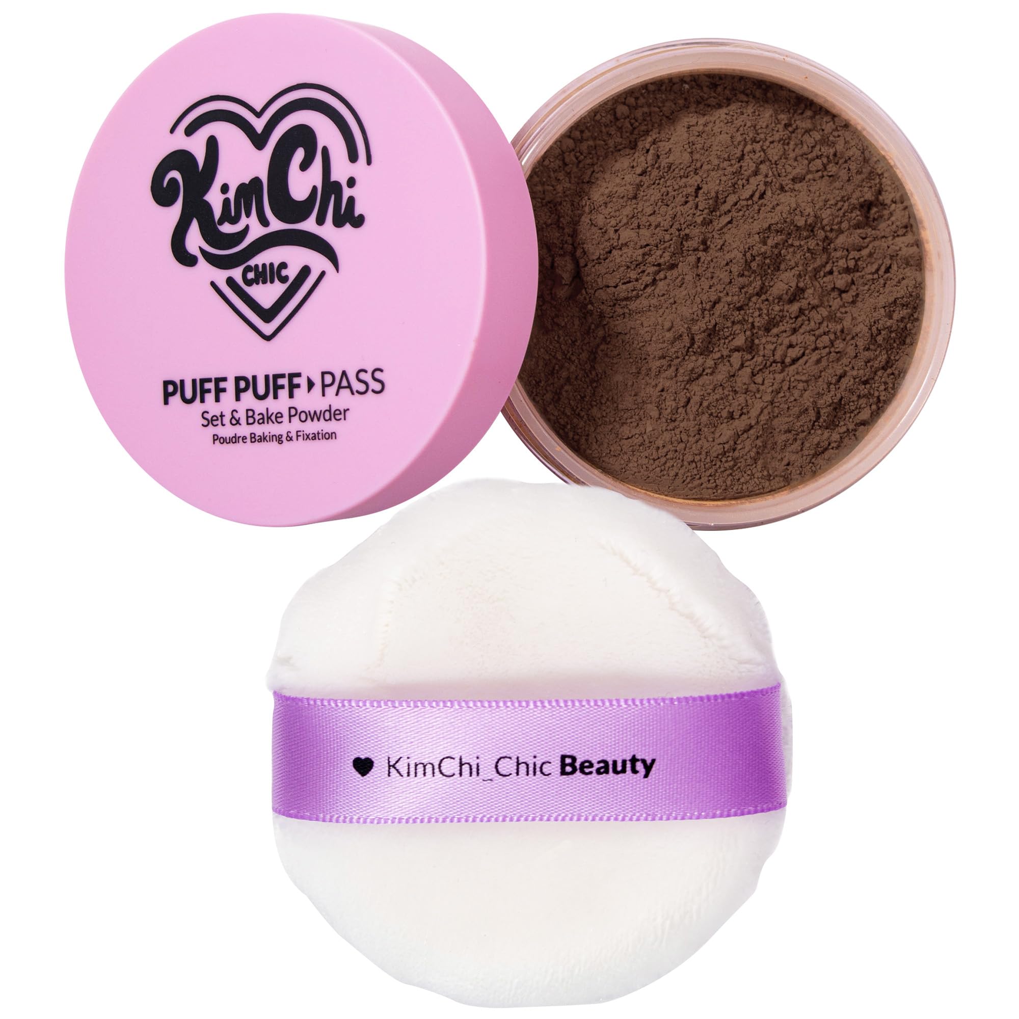 Kimchi Chic Beauty Puff Puff Pass Set and Bake Setting Powder for Makeup, Extra Fluffy Loose Face Powder Poof, Soft Natural Face Makeup for Uneven Skin Tone, 03 Translucent